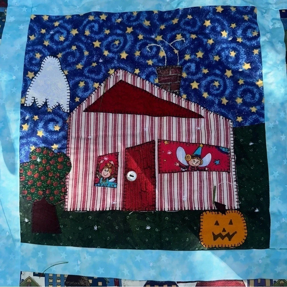 2002 HGTV Strolling down the block quilt completed with pillow 54x66